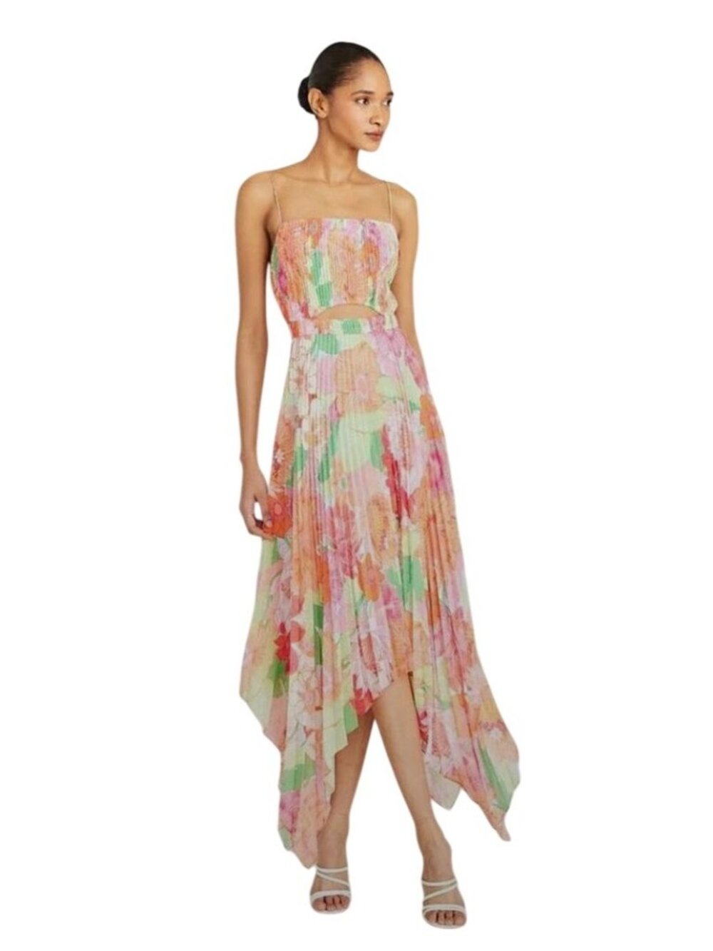 AMUR Pierce Pleated Hem Dress in Tropical Floral NWT - Size 4